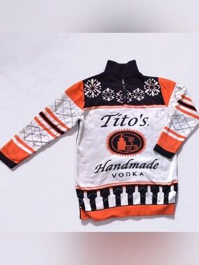 Tito's Brand Men's Pullover Sweater - Orange, Black & White